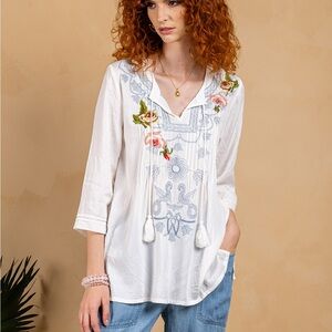 Floral Embroidered White Blouse